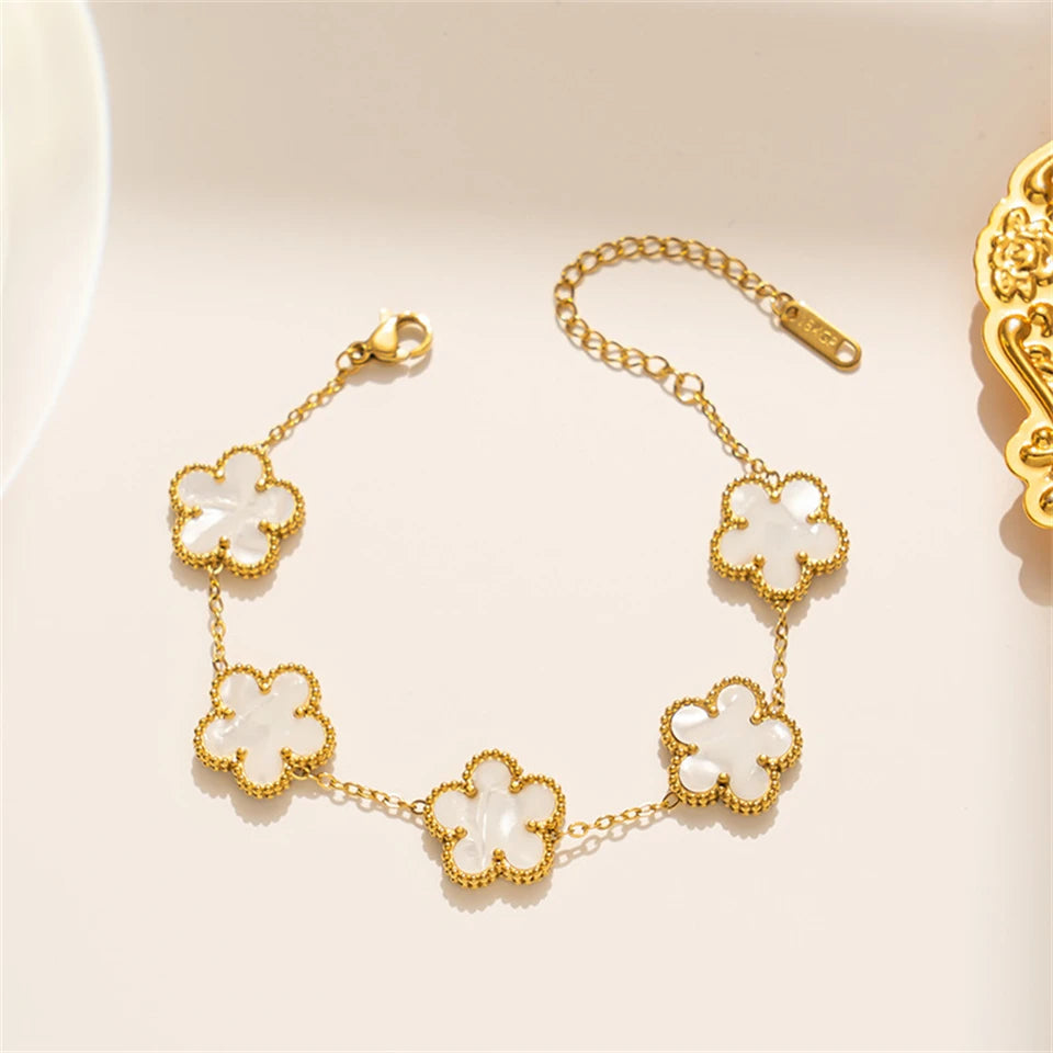 Golden Blossom Clover Bracelet