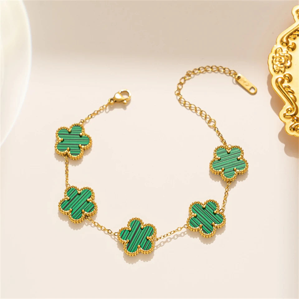 Golden Blossom Clover Bracelet