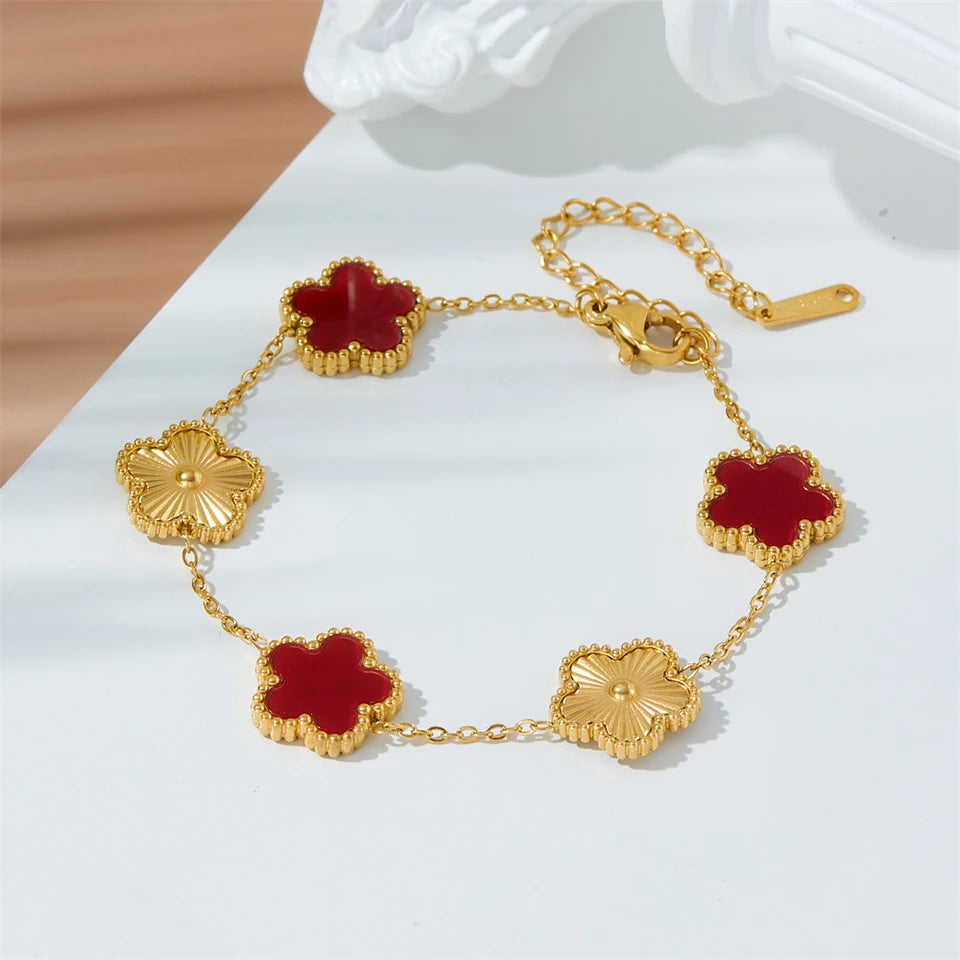 Golden Blossom Clover Bracelet