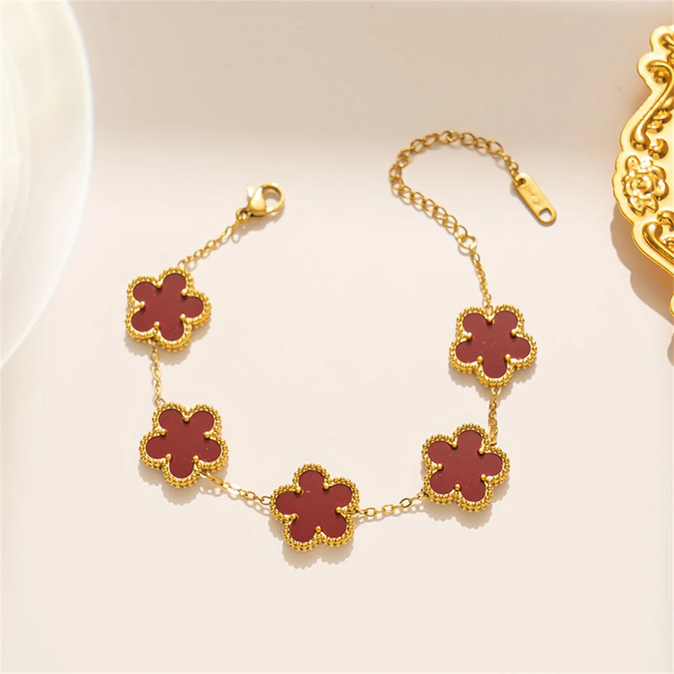 Golden Blossom Clover Bracelet