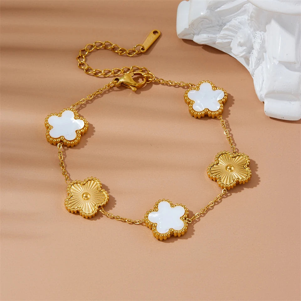 Golden Blossom Clover Bracelet