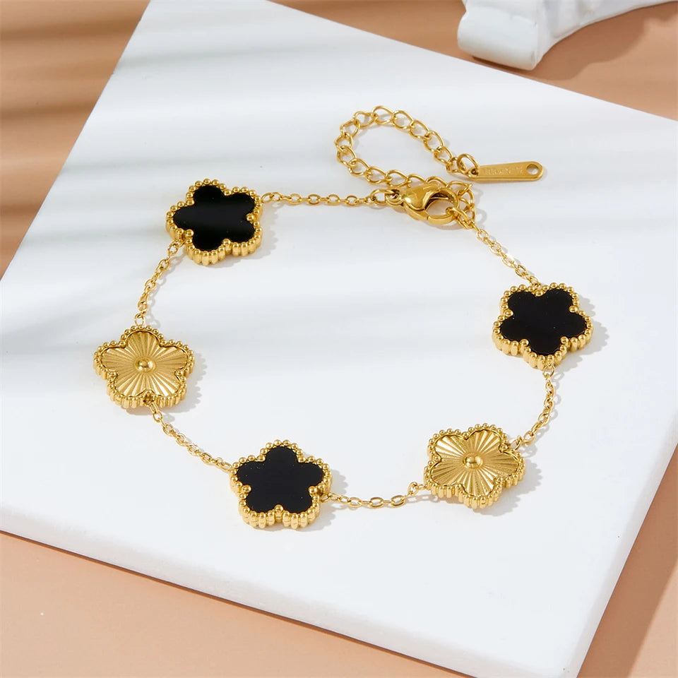 Golden Blossom Clover Bracelet