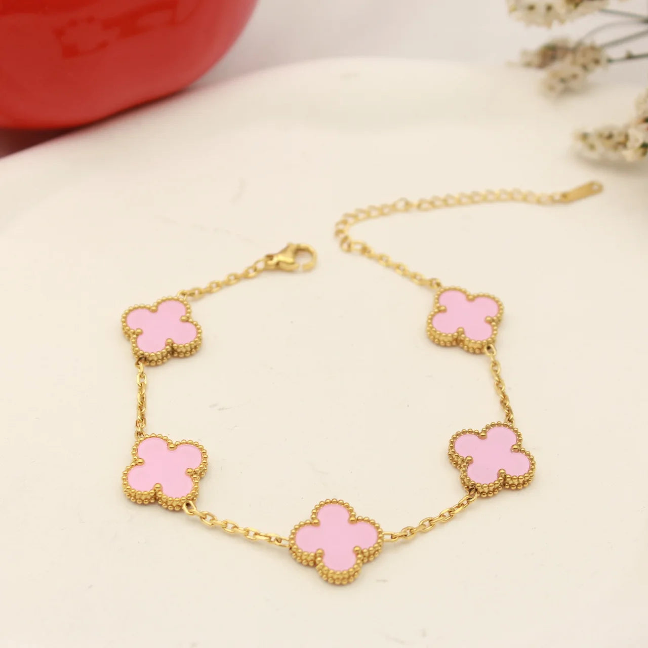 Golden Blossom Clover Bracelet