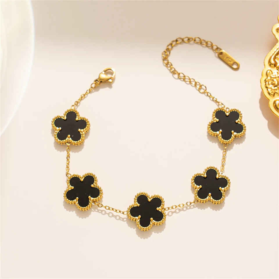 Golden Blossom Clover Bracelet